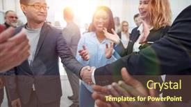  Presentation with international business - PPT theme enhanced with close-up-international-business-partners background and a tawny brown colored foreground