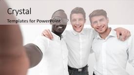  Presentation with international business - Theme consisting of close up international business team background and a soft green colored foreground