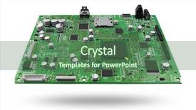  Presentation with circuit board - Slides enhanced with close up isolated on white background and a ocean colored foreground