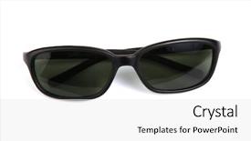  Presentation with pair - Cool new presentation theme with close up isolated photo of a pair of black sun glasses backdrop and a white colored foreground