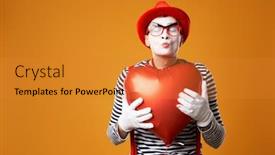  Presentation with mime - PPT layouts featuring close-up-kissing-mime background and a gold colored foreground