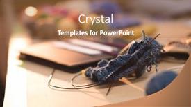  Presentation with wool - Amazing PPT theme having close-up-knitted-wool backdrop and a coral colored foreground