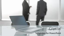  Presentation with desktop - Amazing PPT theme having close up laptop and smartphone on the desktop backdrop and a light gray colored foreground