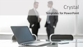  Presentation with desktop - Beautiful slide deck featuring close up laptop and smartphone on the desktop backdrop and a light gray colored foreground