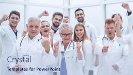  Presentation with group - Amazing PPT theme having close-up-large-group backdrop and a light blue colored foreground