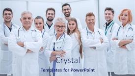  Presentation with group - PPT theme having close-up-large-group background and a light blue colored foreground