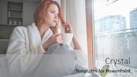  Presentation with coach - PPT theme enhanced with close-up-lifestyle-portrait background and a light gray colored foreground