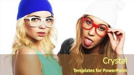  Presentation with teen - Audience pleasing PPT theme consisting of close up lifestyle portrait of two pretty teen girlfriends smiling and having fun wearing hipster clothes hats and glasses positive mood backdrop and a tawny brown colored foreground