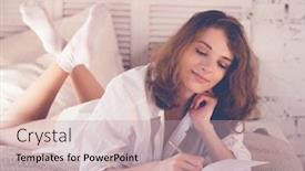  Presentation with diary - Beautiful PPT layouts featuring close up lifestyle soft image backdrop and a mint green colored foreground