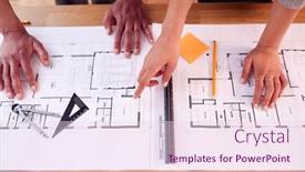  Presentation with building plans - PPT theme featuring close-up-male-and-female background and a pink colored foreground