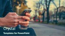  Presentation with cell - Slide deck enhanced with close-up-male-hands background and a ocean colored foreground