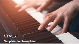  Presentation with piano - Slide set with close up man playing piano background and a tawny brown colored foreground