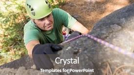  Presentation with rock climbing - Theme featuring close up man rock climbing background and a gray colored foreground