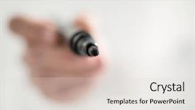  Presentation with compensation management hand marker - PPT theme enhanced with close up marker background and a light gray colored foreground