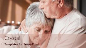  Presentation with elderly health - Presentation theme consisting of close-up-mature-man-comforting background and a  colored foreground