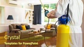  Presentation with disinfectant - Cool new PPT layouts with close-up-medical-staff backdrop and a tawny brown colored foreground