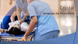  Presentation with medical emergency - PPT theme featuring close-up-medical-team background and a soft green colored foreground