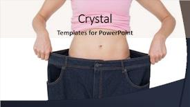  Presentation with females - Theme with close-up mid section of beautiful young females body in old jeans over white background background and a lemonade colored foreground