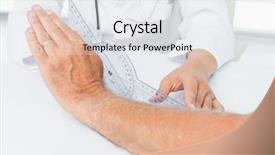  Presentation with patients - Slides having wrist with goniometer medical office background and a sky blue colored foreground