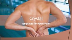  Presentation with swimmer - Colorful slides enhanced with close up mid section of a shirtless fit swimmer with back ache by the pool backdrop and a coral colored foreground