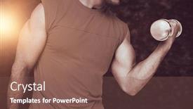  Presentation with dark grey - Beautiful slide set featuring close-up mid section of fit man exercising with dumbbell against dark grey texture backdrop and a violet colored foreground