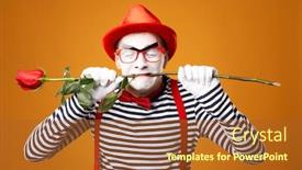  Presentation with mime - PPT layouts having close-up-mime-with-white background and a red colored foreground