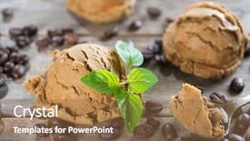  Presentation with ice cream food truck - Amazing PPT theme having close up mocha ice cream backdrop and a coral colored foreground