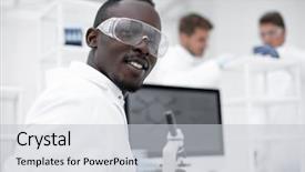  Presentation with modern medicine cardiology concept mixed - Slide set with close up modern scientist background and a light gray colored foreground