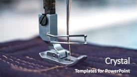  Presentation with sewing machine - Cool new presentation design with close-up modern textile industry backdrop and a tawny brown colored foreground