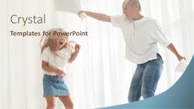  Presentation with mom daughter - Amazing slide set having close-up-mom-and-daughter backdrop and a sky blue colored foreground