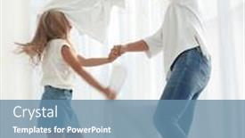  Presentation with mom daughter - Presentation design consisting of close-up-mom-and-daughter background and a teal colored foreground