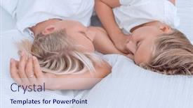  Presentation with mom daughter - Beautiful theme featuring close up mom and her backdrop and a sky blue colored foreground