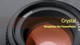  Presentation with lens - Presentation with close-up of a 50mm camera lens background and a tawny brown colored foreground