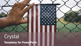  Presentation with chain link fence - Presentation theme consisting of close-up-of-a-american background and a violet colored foreground