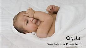  Presentation with preemie baby close up - Cool new presentation design with close-up of a baby backdrop and a  colored foreground
