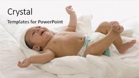  Presentation with crying baby - Beautiful presentation theme featuring close-up of a baby backdrop and a  colored foreground