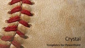  Presentation with mlb baseball - Audience pleasing PPT theme consisting of close up of a baseball backdrop and a coral colored foreground