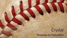  Presentation with baseball - Presentation design having close up of a baseball background and a coral colored foreground