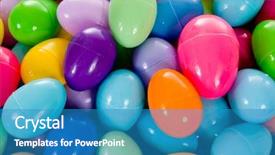  Presentation with color full - Amazing slide set having close-up of a basket full of colored easter eggs backdrop and a teal colored foreground