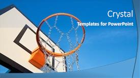  Presentation with basketball - Colorful PPT theme enhanced with close-up-of-a-basketball backdrop and a teal colored foreground