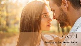  Presentation with young happy couple - Theme enhanced with close-up-of-a-beautiful background and a coral colored foreground