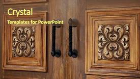  Presentation with wooden - Audience pleasing theme consisting of close up of a beautifully carved wooden door backdrop and a tawny brown colored foreground