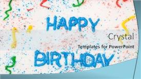  Presentation with birthday cake - Slide deck featuring close-up-of-a-birthday background and a light blue colored foreground