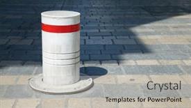  Presentation with street - Presentation design enhanced with close-up-of-a-bollard background and a light gray colored foreground