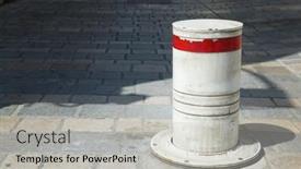 Presentation with street - PPT theme consisting of close-up-of-a-bollard background and a light gray colored foreground