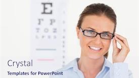  Presentation with eye surgery - Slides having a brunette eye specialist background and a sky blue colored foreground