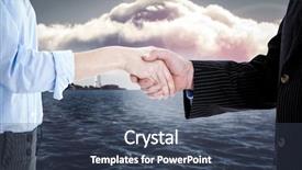  Presentation with calm sea - Presentation design enhanced with close up of a business people closing a deal against calm sea with lighthouse background and a ocean colored foreground