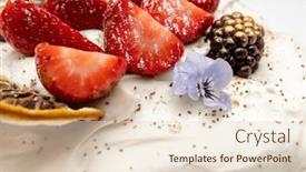  Presentation with strawberries - Presentation design featuring close-up-of-a-cake background and a lemonade colored foreground