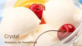  Presentation with ice cream - Presentation theme having close-up of a cherry background and a lemonade colored foreground