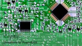  Presentation with circuit board - Presentation theme with close up of a circuit board and computer chips background and a ocean colored foreground
